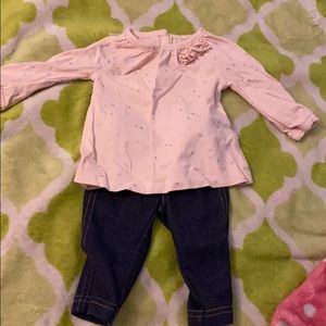 2 piece long sleeve shirt and pants set .